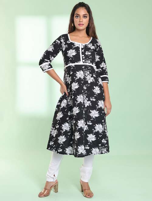 women three quarter sleeve a-line kurta - 21368764 -  Standard Image - 0