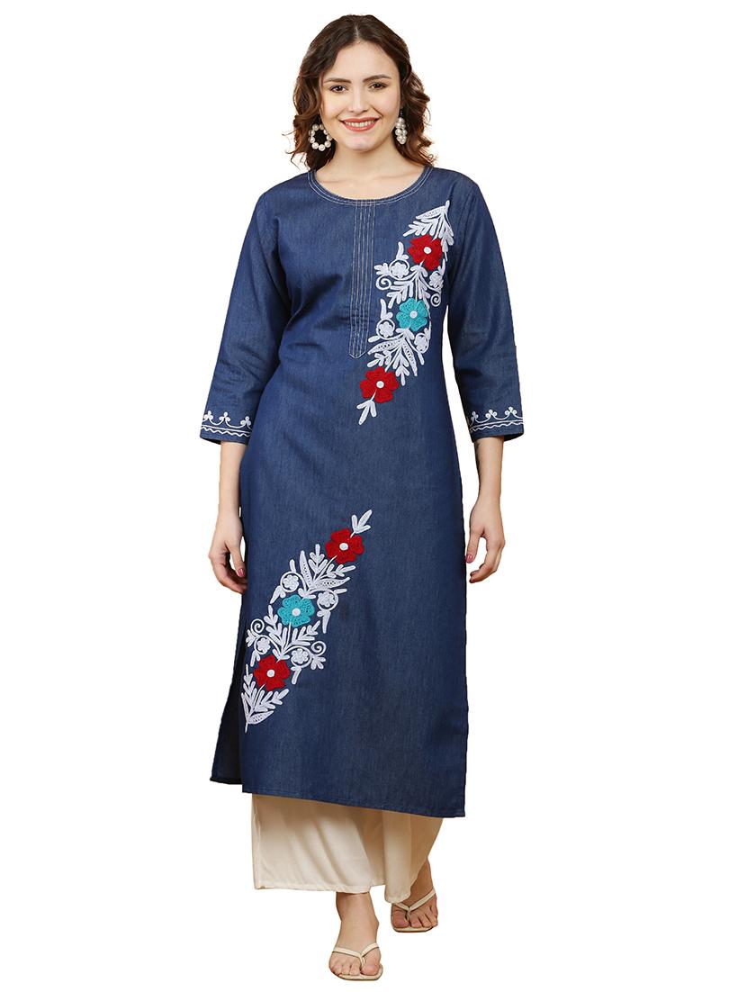 women three quarter sleeve straight kurta - 21368818 - Zoom Image - 0