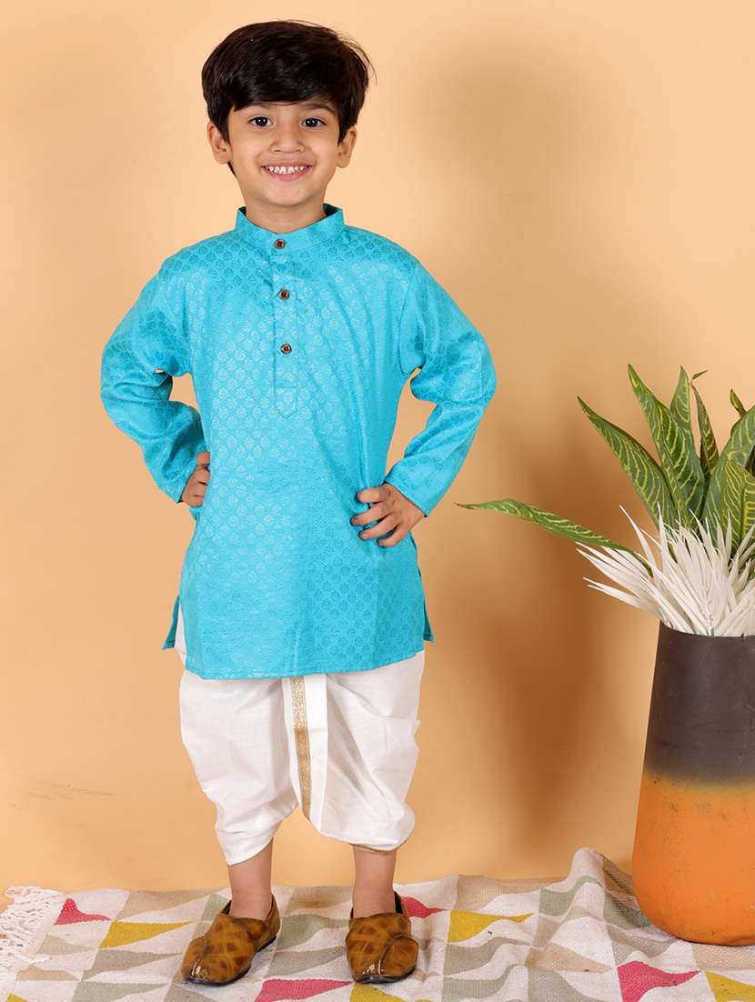 boys self design dhoti kurta set