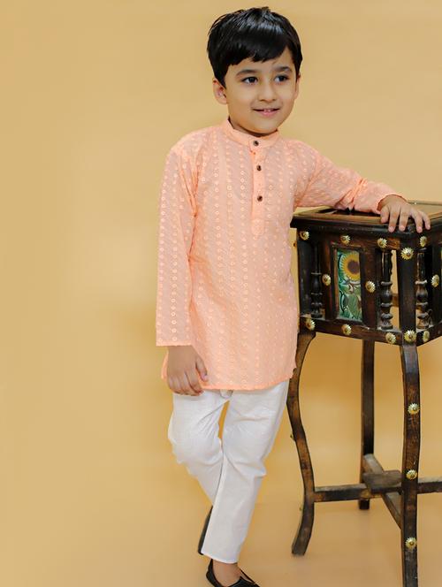 boys embroidered kurta pajama set - 21368870 -  Standard Image - 0