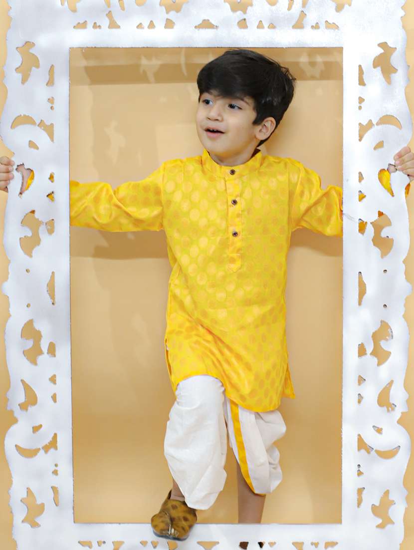boys self design dhoti kurta set