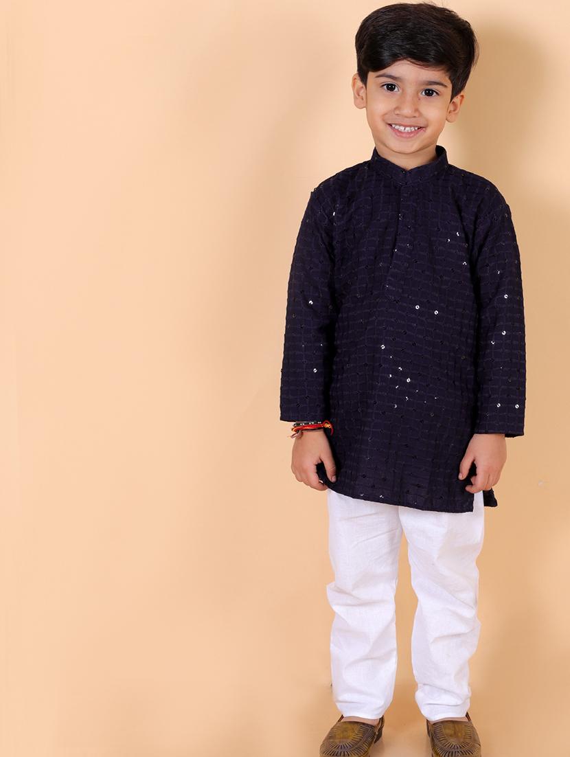 boys embroidered kurta pajama set - 21368902 -  Standard Image - 1
