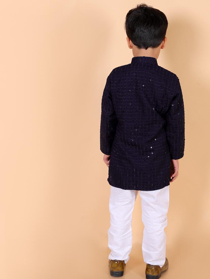 boys embroidered kurta pajama set - 21368902 - Standard Image - 4