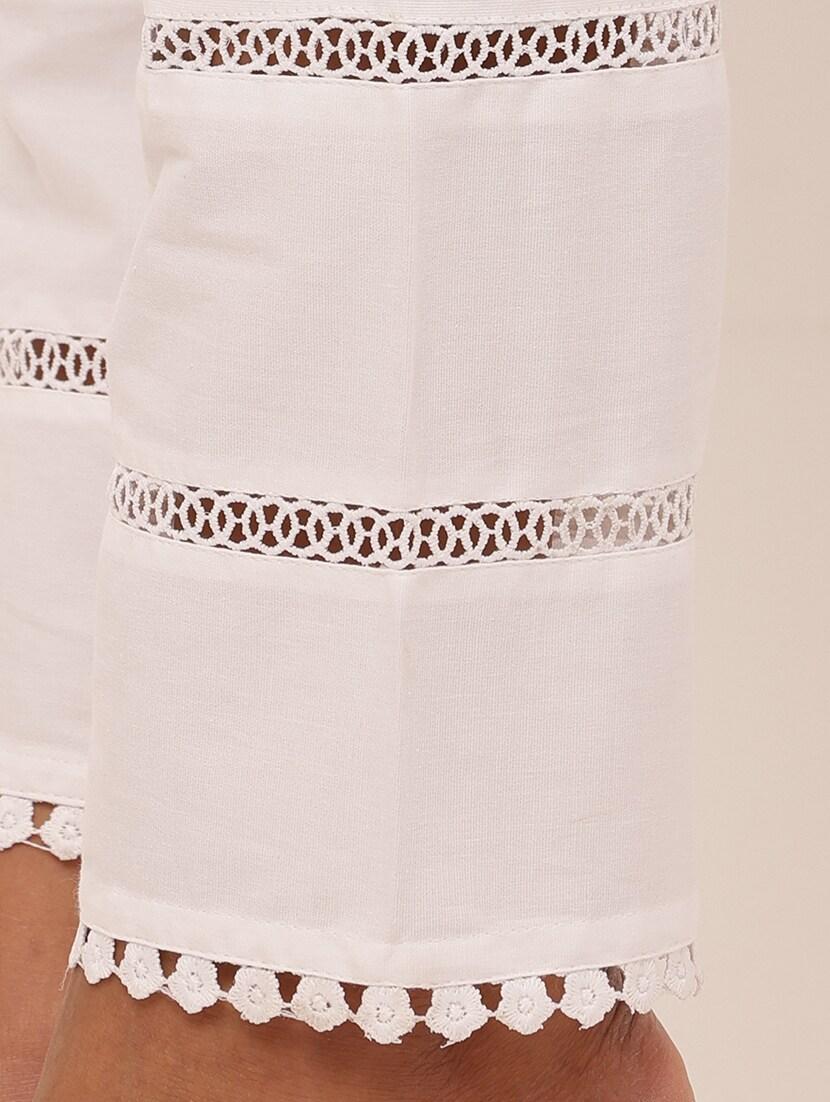 women solid lace detailed tapered pant - 21368970 - Standard Image - 4