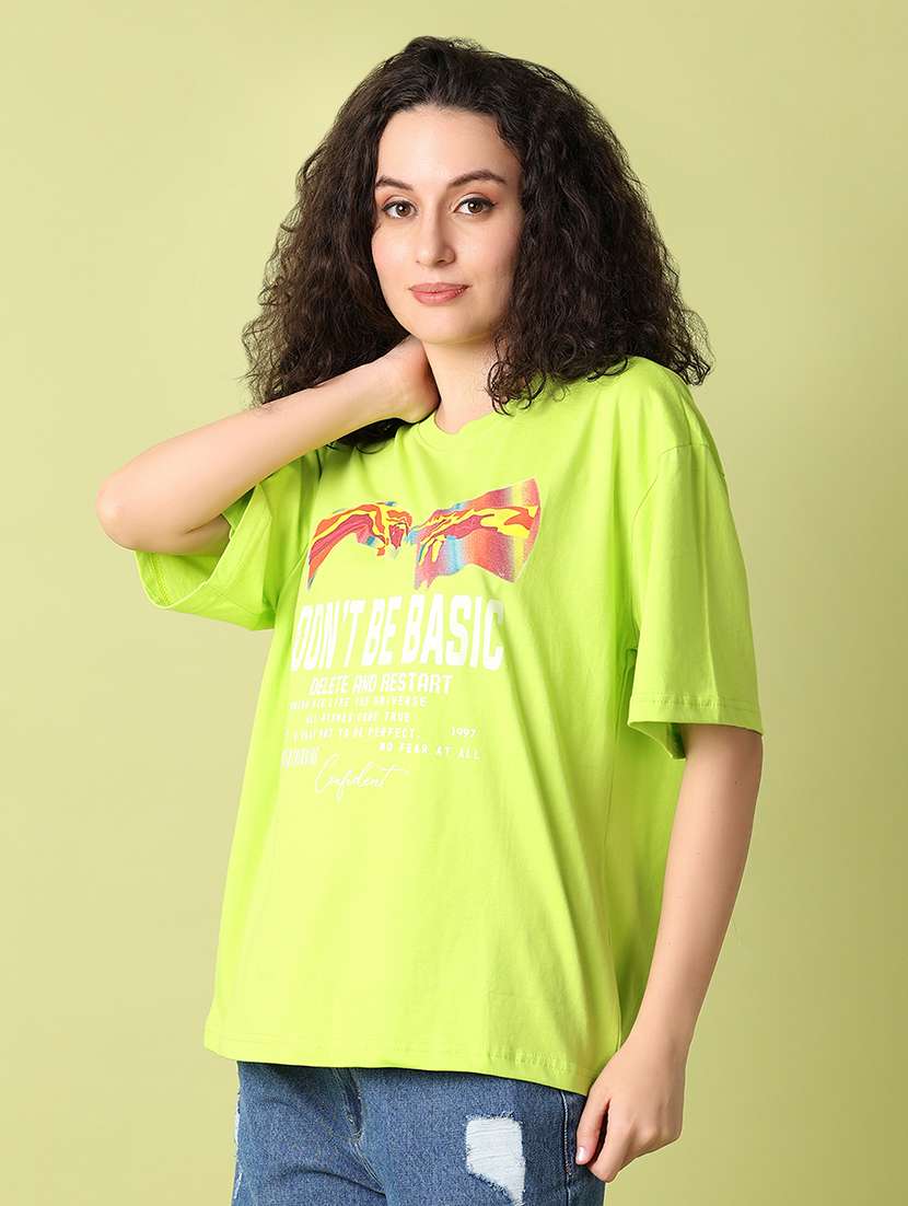 women neon round neck regular t-shirt - 21369051 -  Standard Image - 1