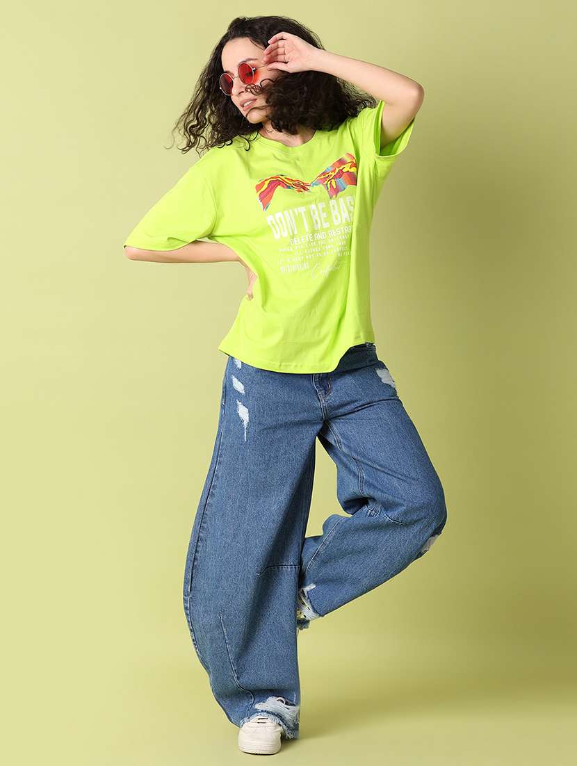 women neon round neck regular t-shirt - 21369051 -  Standard Image - 4