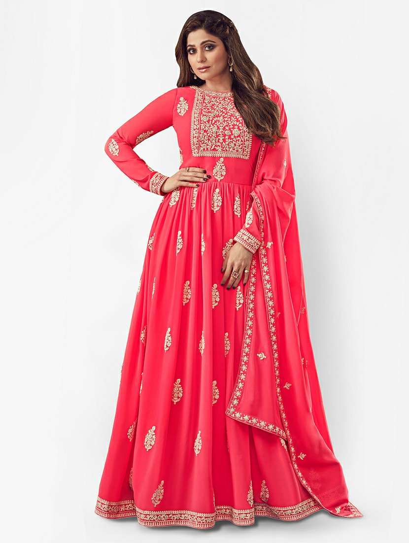 women embroidered semi-stitched anarkali suits set - 21369342 -  Zoom Image - 0