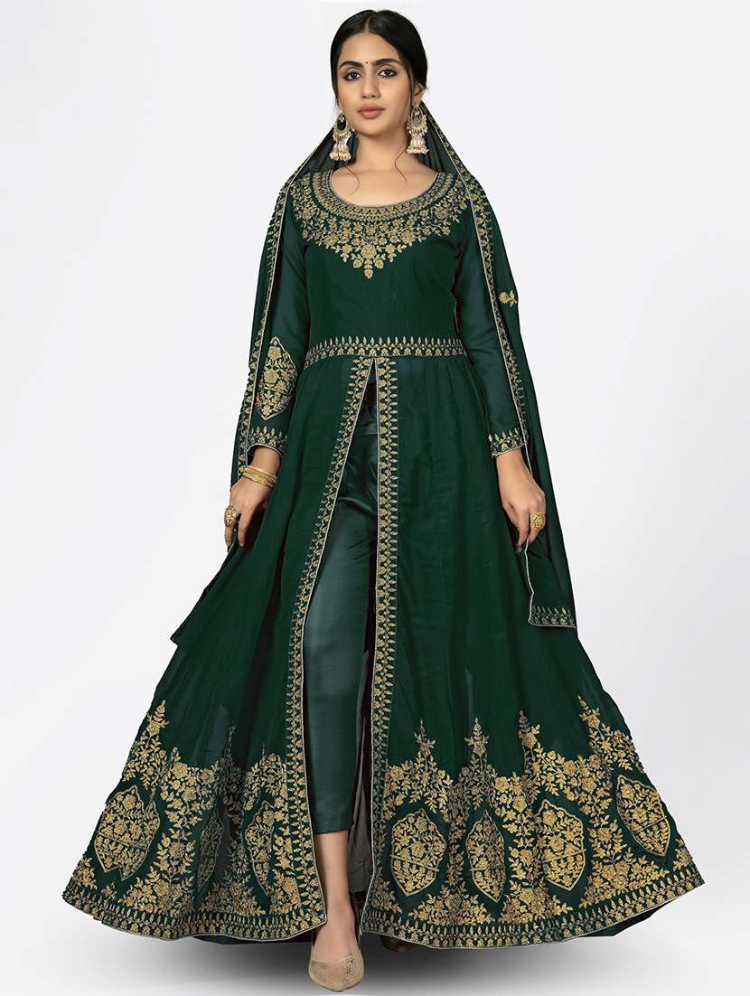 women front slit semi-stitched anarkali suits set - 21369351 - Zoom Image - 0