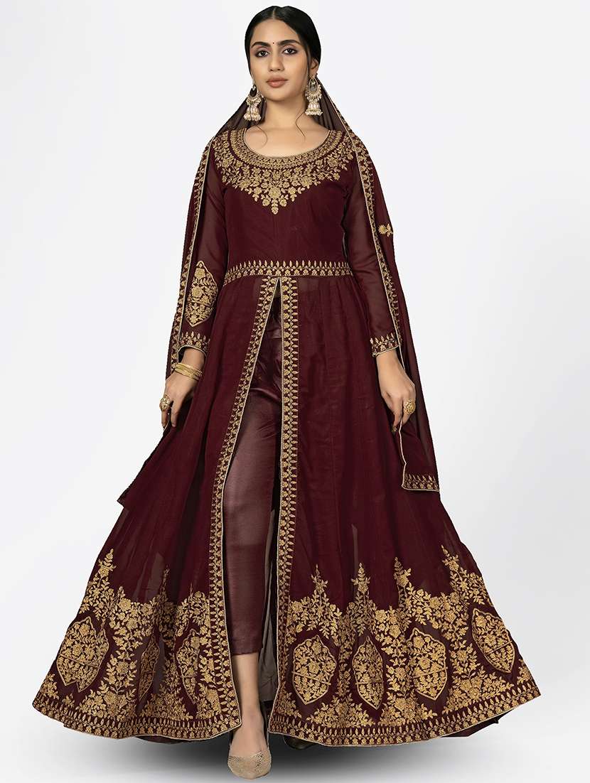 women front slit semi-stitched anarkali suits set