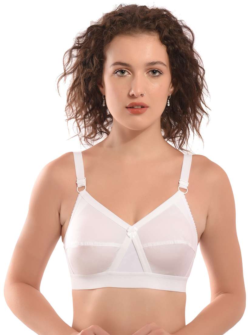 white cotton regular bra