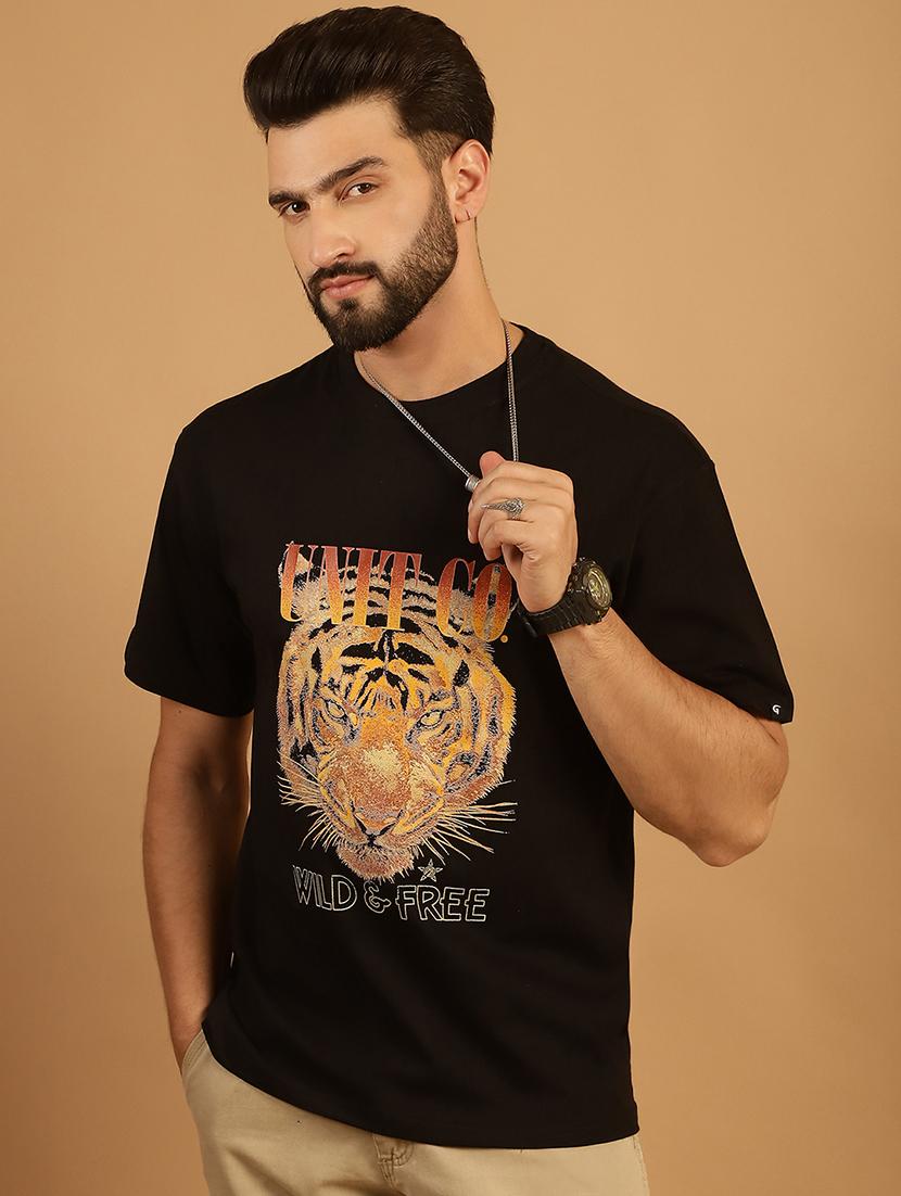 men round neck front print t-shirt - 21369579 -  Standard Image - 1