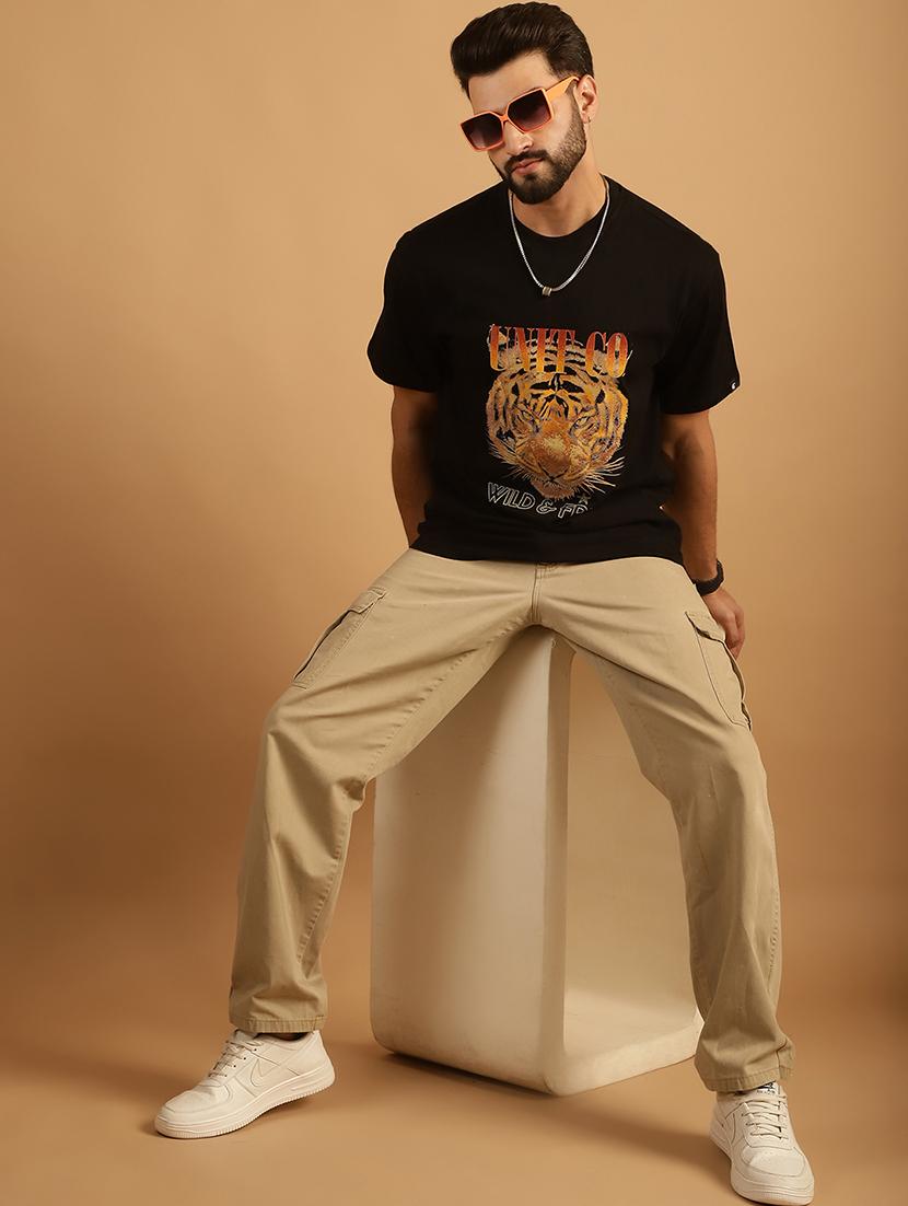 men round neck front print t-shirt - 21369579 - Standard Image - 4