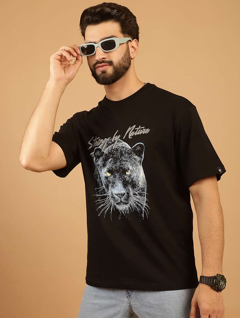 men round neck front print t-shirt - 21369583 -  Standard Image - 1