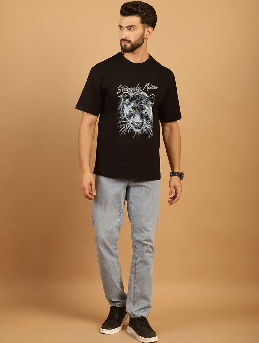 men round neck front print t-shirt - 21369583 -  Standard Image - 4