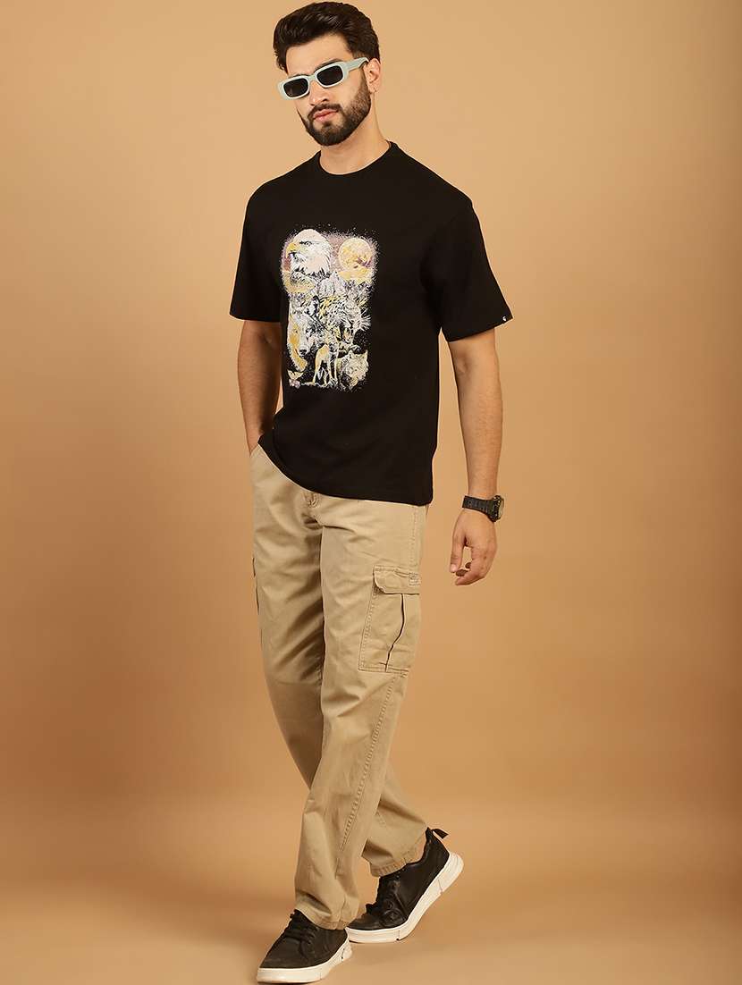 men round neck front print t-shirt - 21369585 -  Standard Image - 4