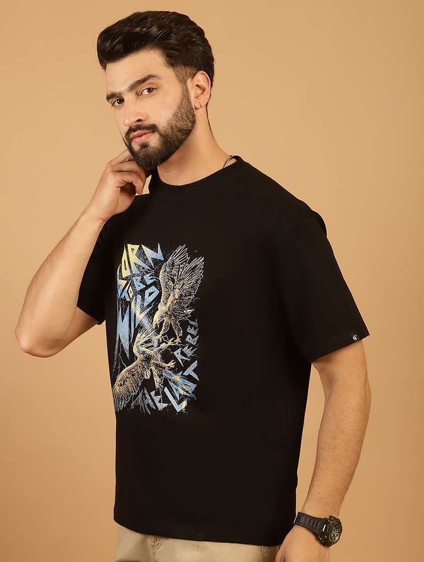 men round neck front print t-shirt - 21369586 -  Standard Image - 1