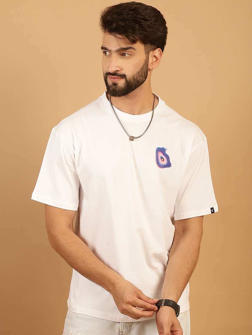 men round neck back print t-shirt - 21369591 -  Standard Image - 1