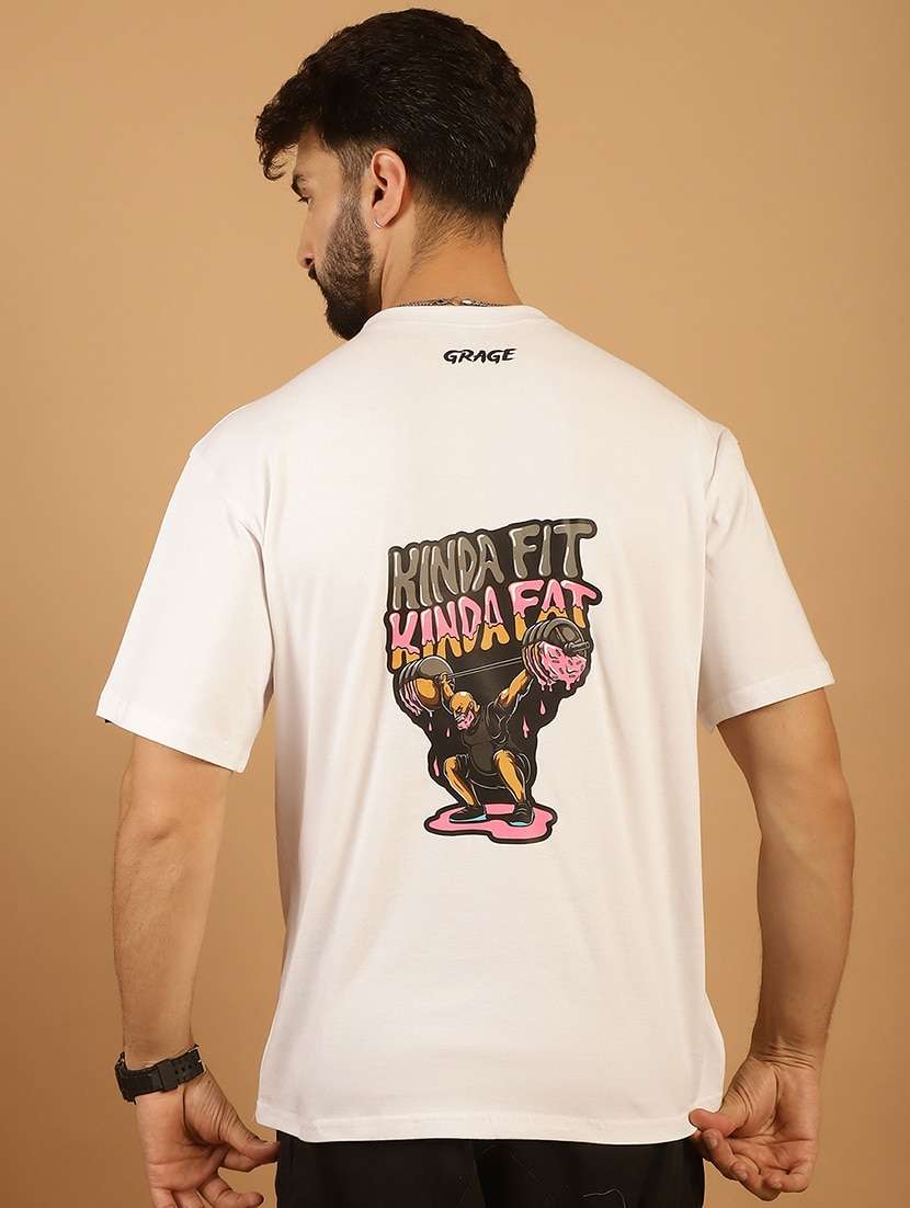 men round neck back print t-shirt