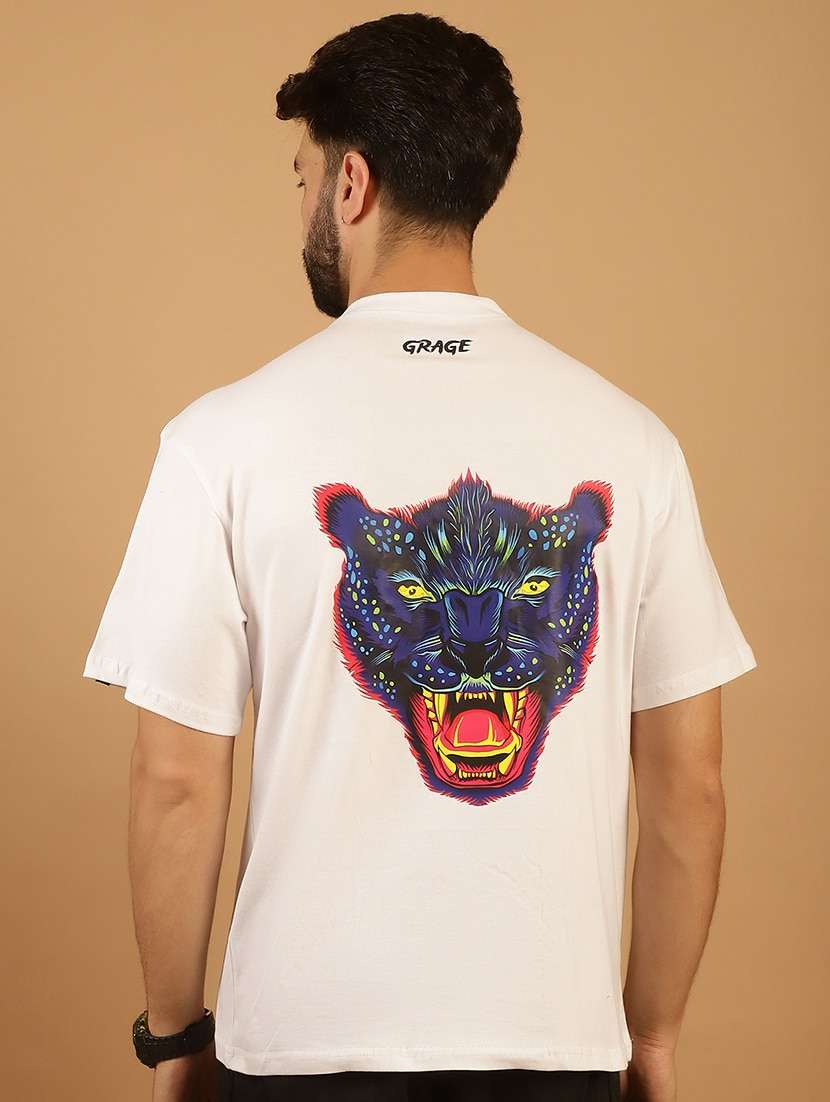 men round neck back print t-shirt