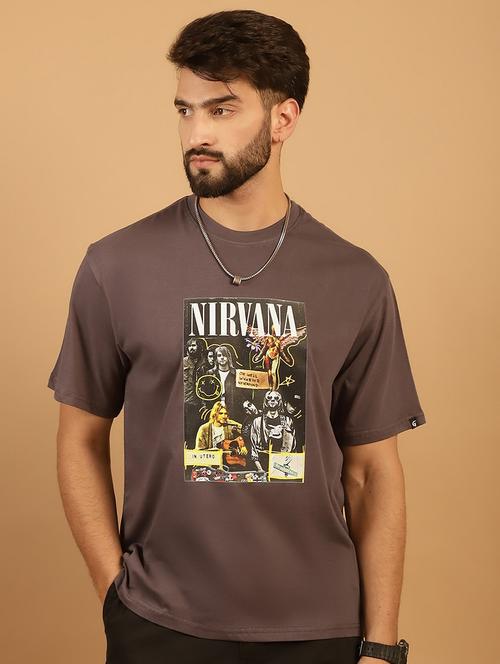 men round neck front print t-shirt - 21369599 -  Standard Image - 0