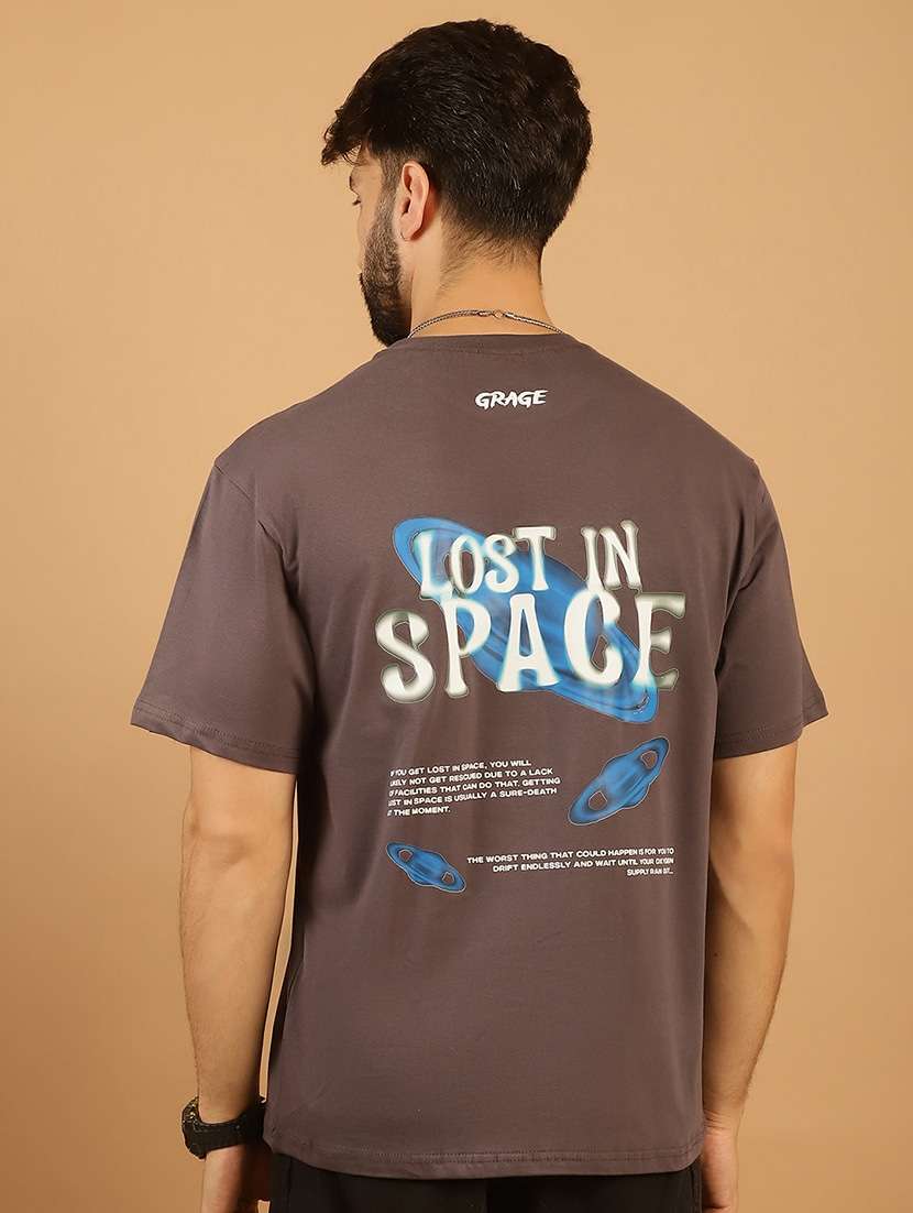 men round neck back print t-shirt