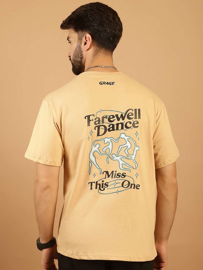 men round neck back print t-shirt