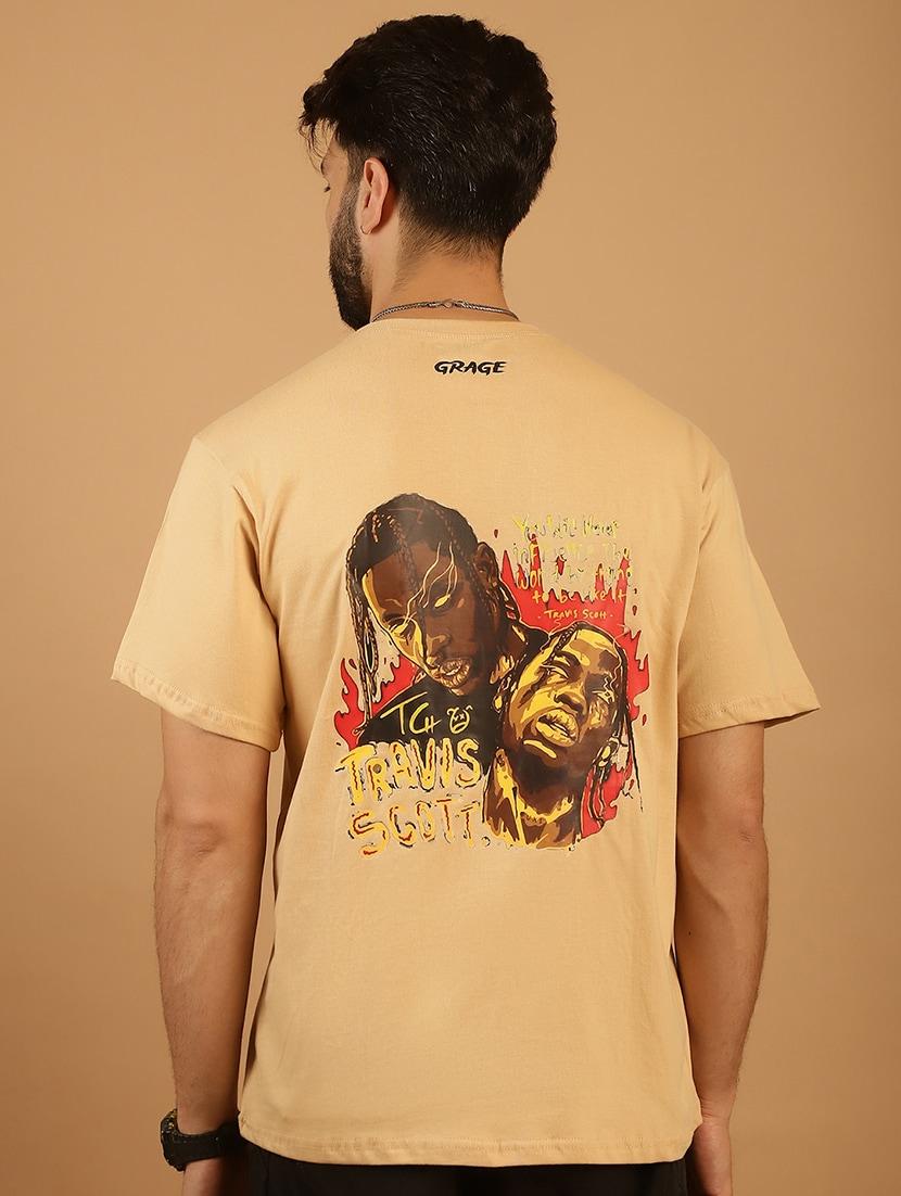 men round neck back print t-shirt