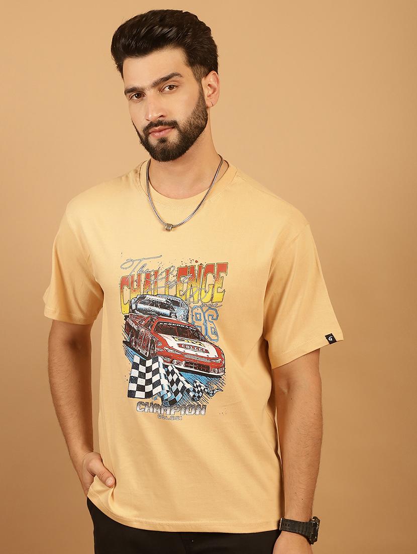 men round neck front print t-shirt