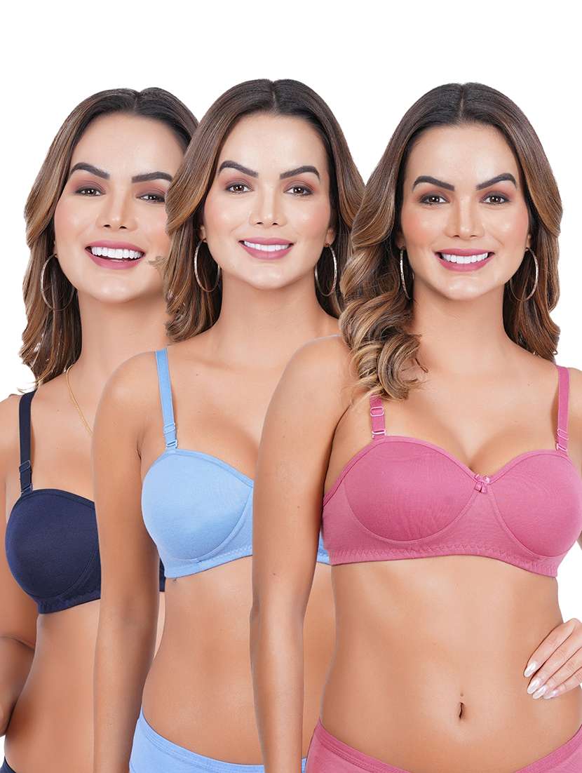 women pack of 3 solid regular bra