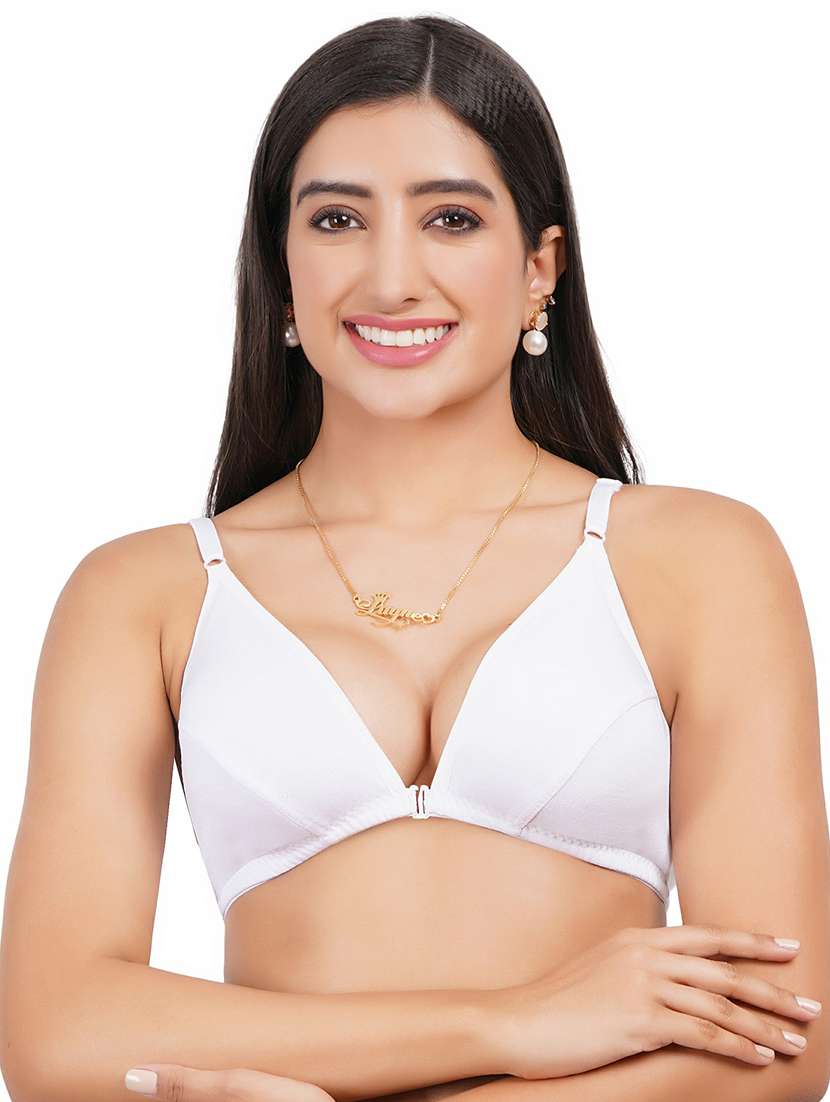 women solid front open bra