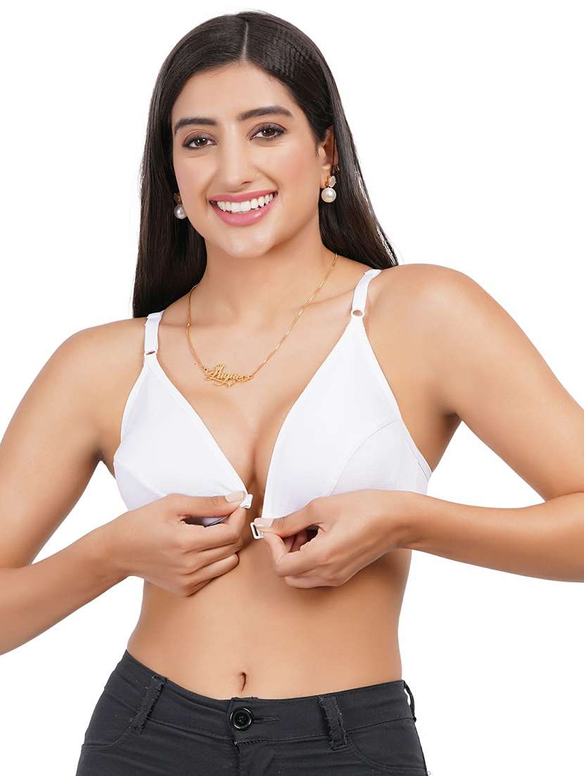 Women Solid Front Open Bra
