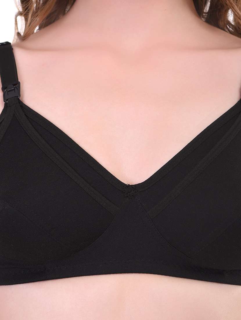 black cotton blend maternitynursing bra - 21369953 -  Standard Image - 4