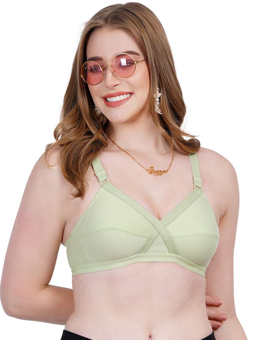 women's solid cotton blend regular bra - 21369967 - Standard Image - 1