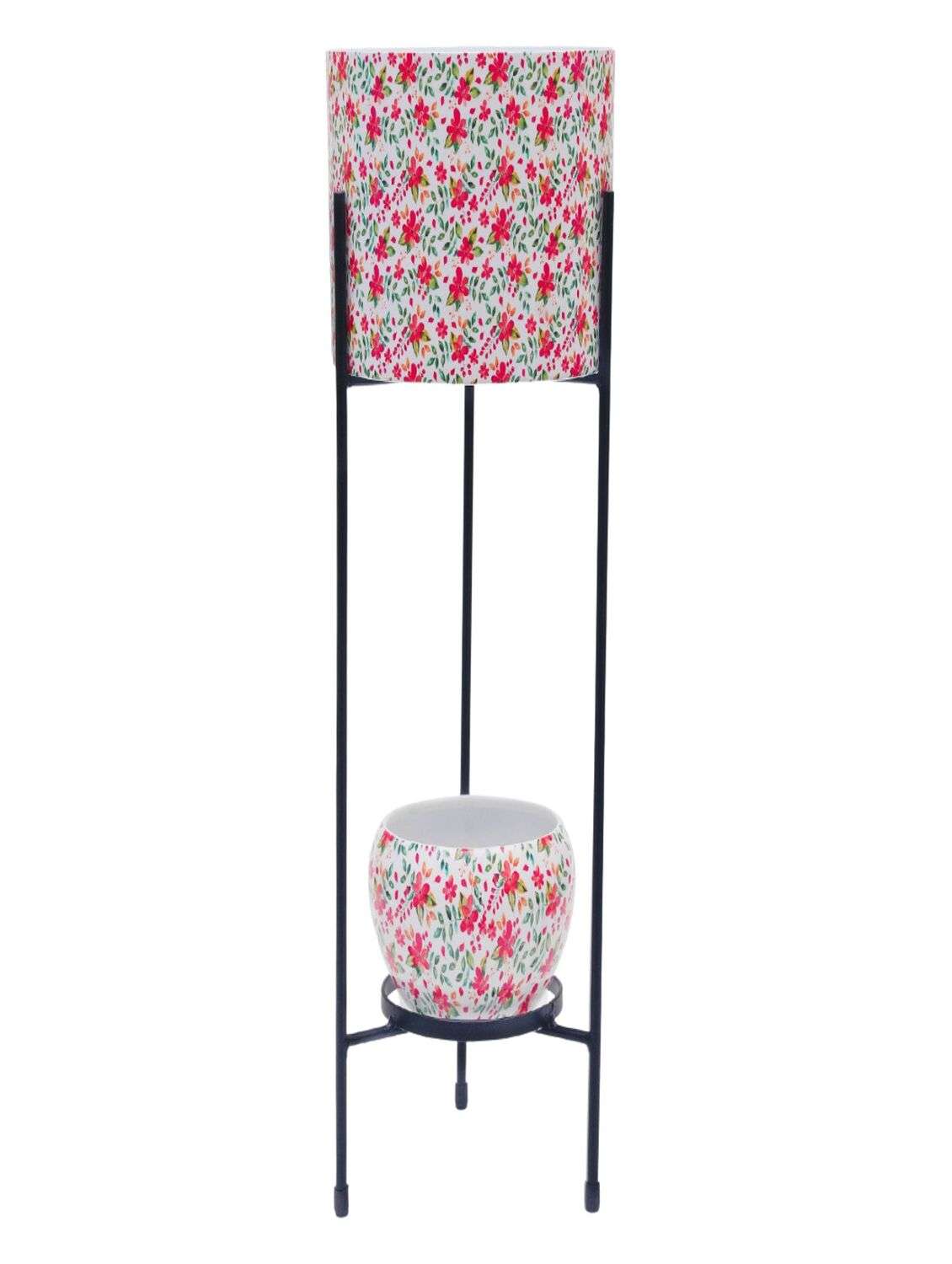 homssy iron two pot set with stand stylish planter stand for indoor and outdoor use (53) multicolor