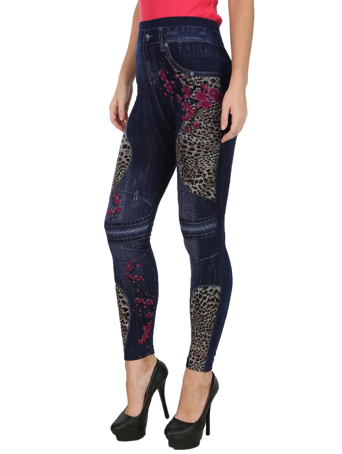 women blue floral printed jegging - 21370075 - Standard Image - 1