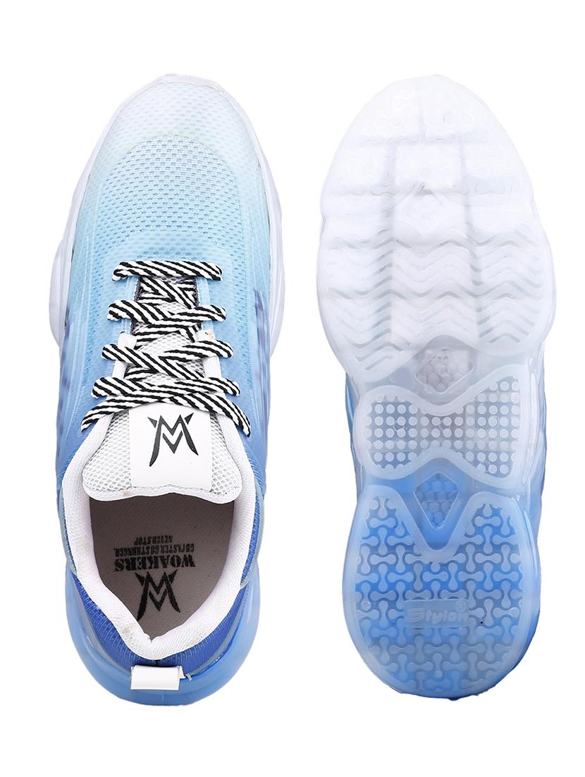 blue synthetic lace up sneakers - 21370083 - Standard Image - 4