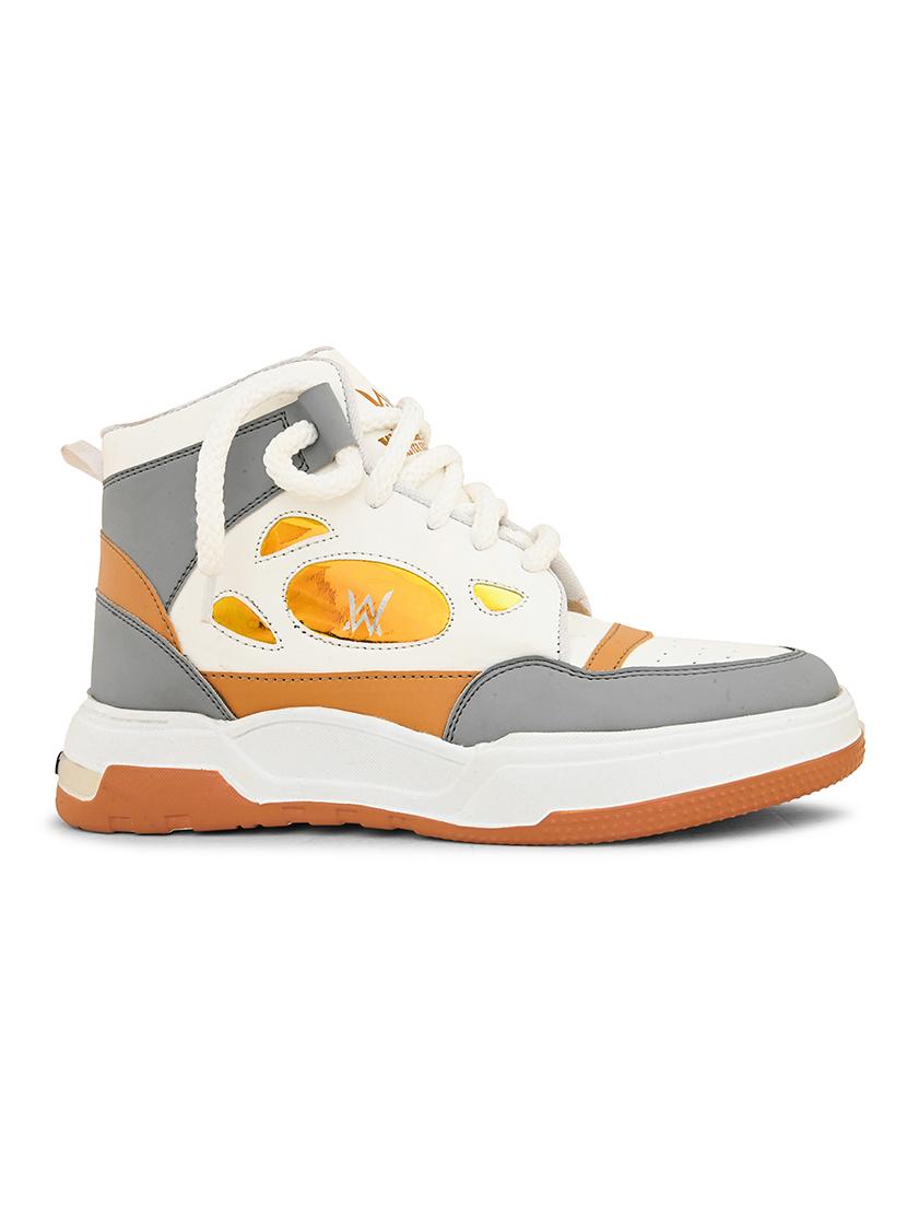 white synthetic lace up sneakers - 21370084 -  Standard Image - 1