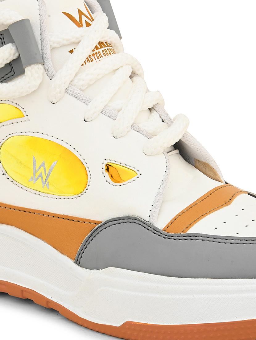 white synthetic lace up sneakers - 21370084 - Standard Image - 4
