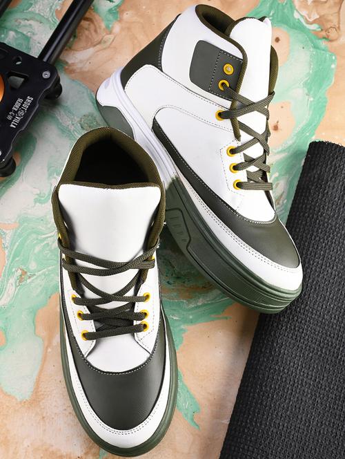 white synthetic lace up sneakers - 21370085 -  Standard Image - 0