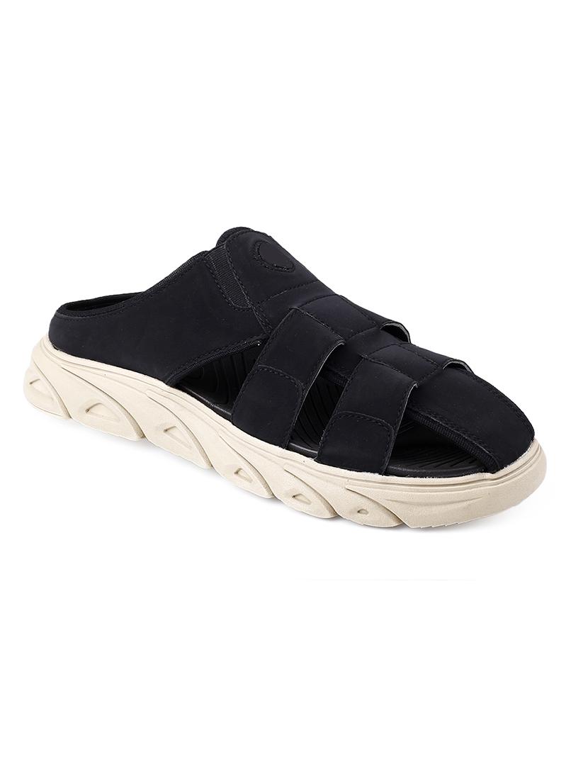 men black slip on sandal - 21370090 - Standard Image - 1