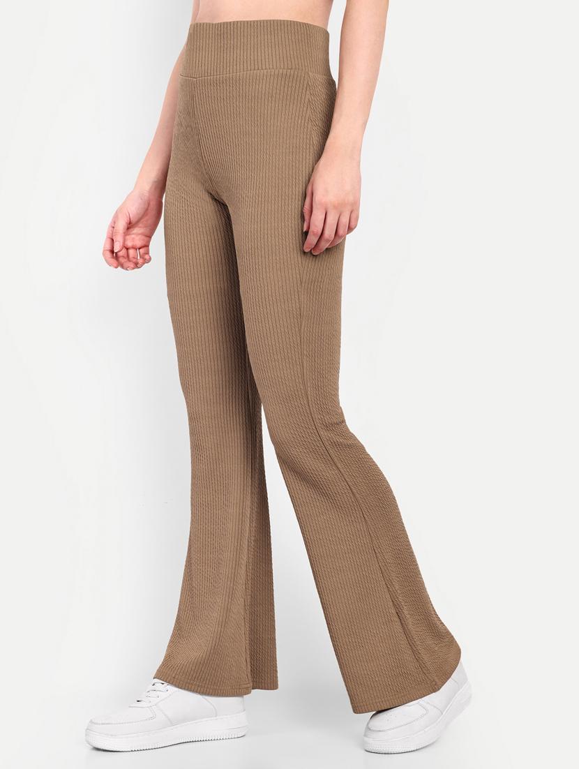 women solid high rise bootcut trouser - 21370244 - Standard Image - 1