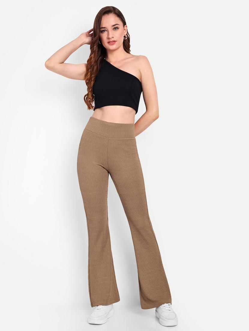 women solid high rise bootcut trouser - 21370244 - Standard Image - 4