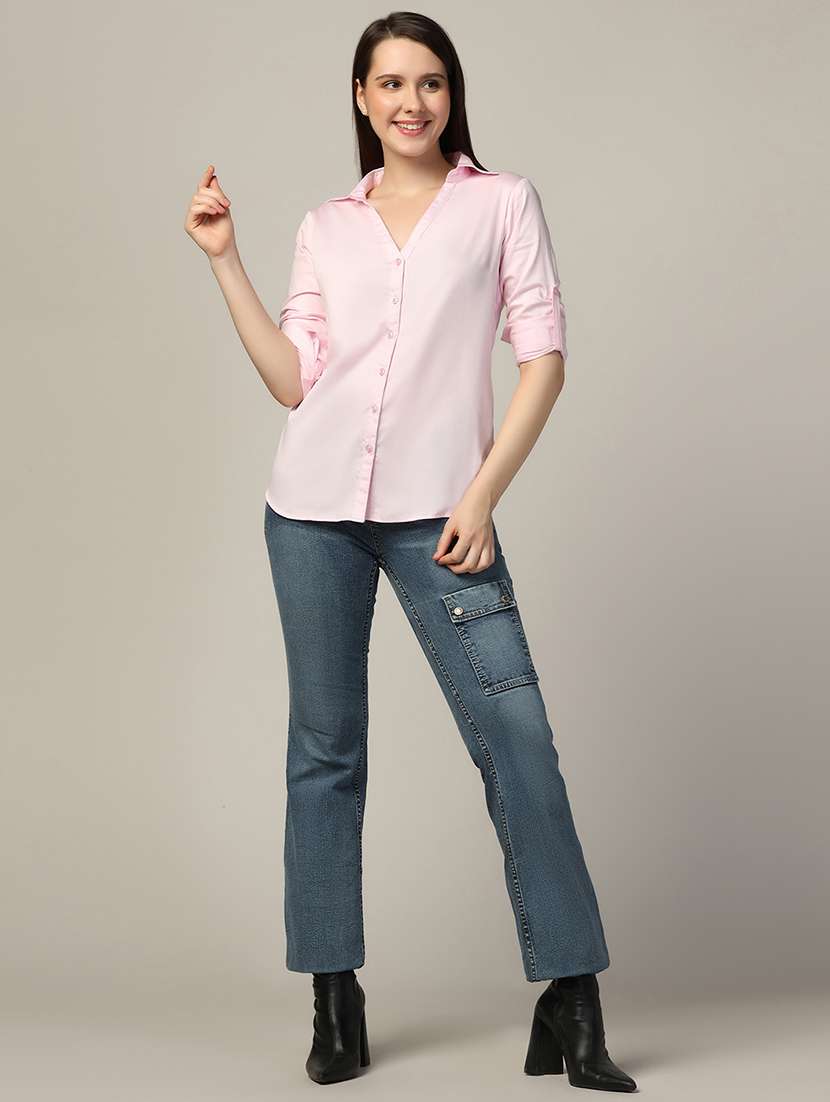 women shirt collar solid regular shirt - 21370638 - Standard Image - 4