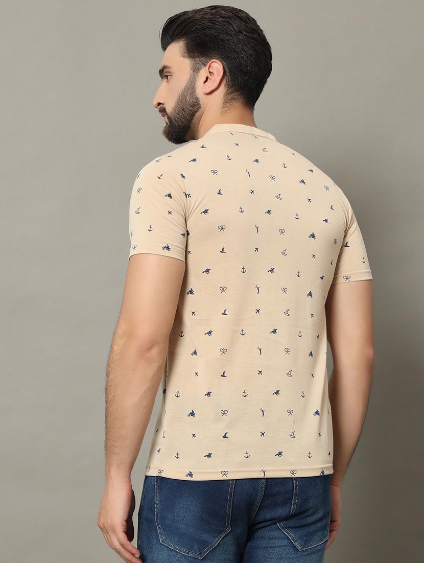 men mandarin neck printed t-shirt - 21370657 -  Standard Image - 1