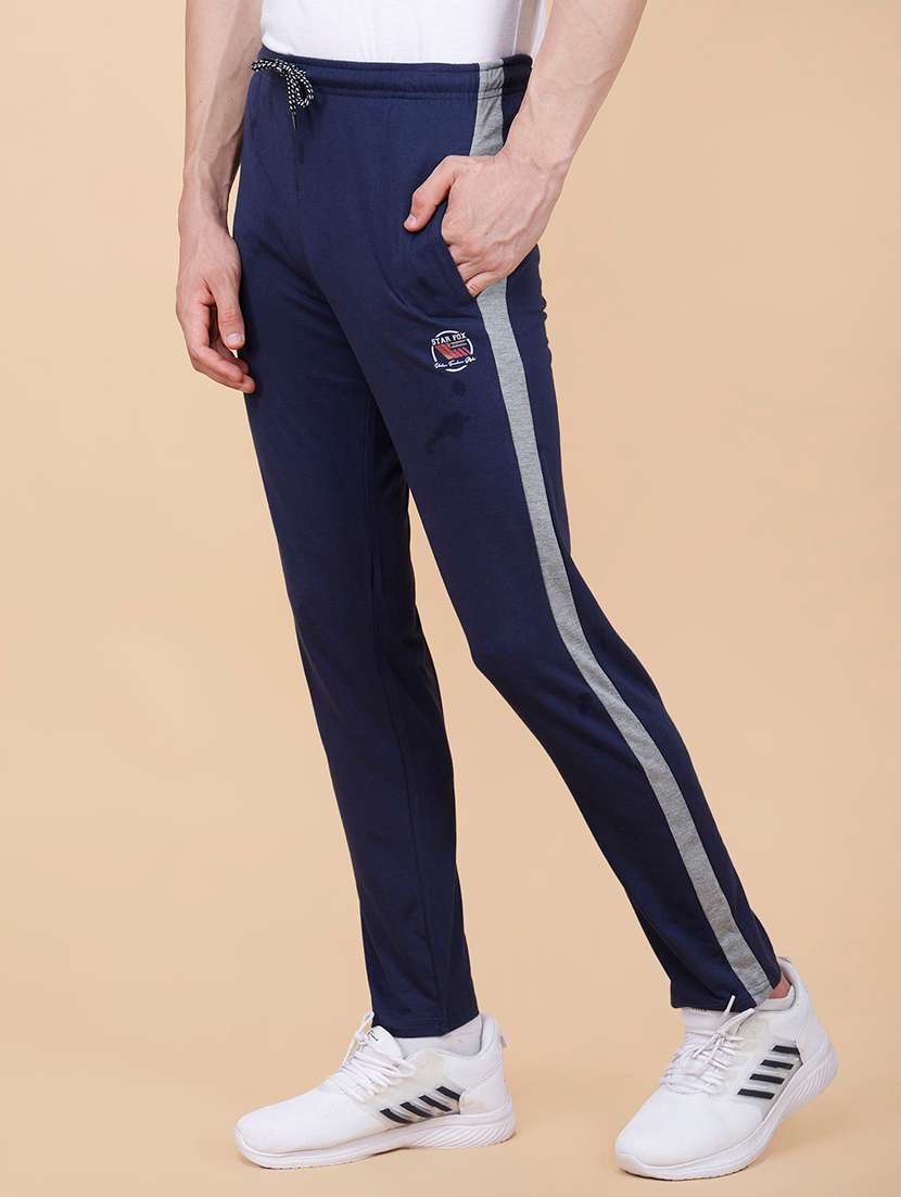 men mid rise side striped ankle length track pant - 21370670 -  Standard Image - 1