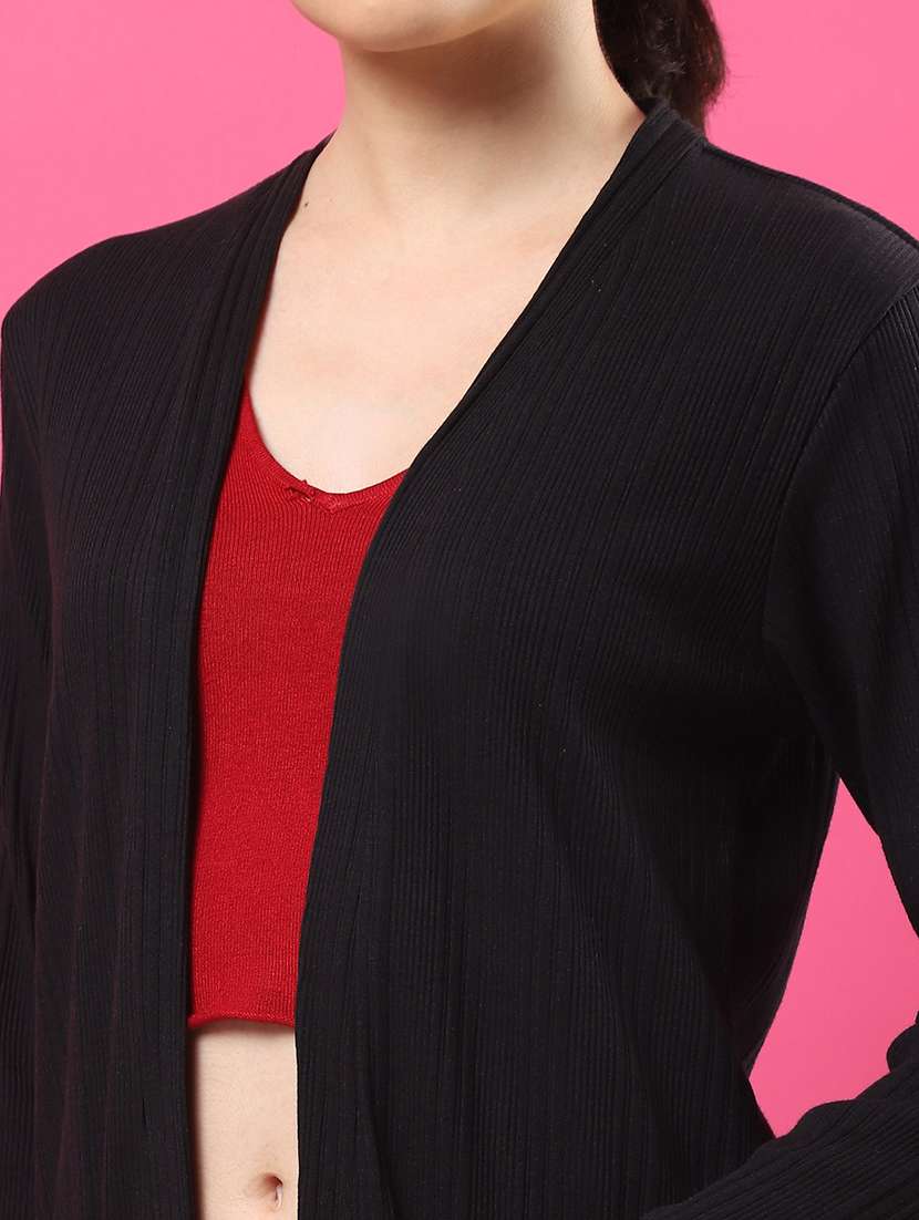 women solid long sleeves long shrug - 21370892 -  Standard Image - 4