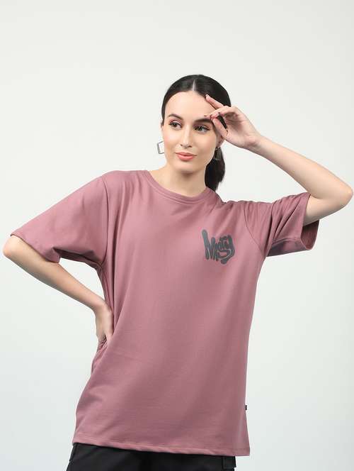 women back print round neck oversized t-shirt - 21370903 -  Standard Image - 0