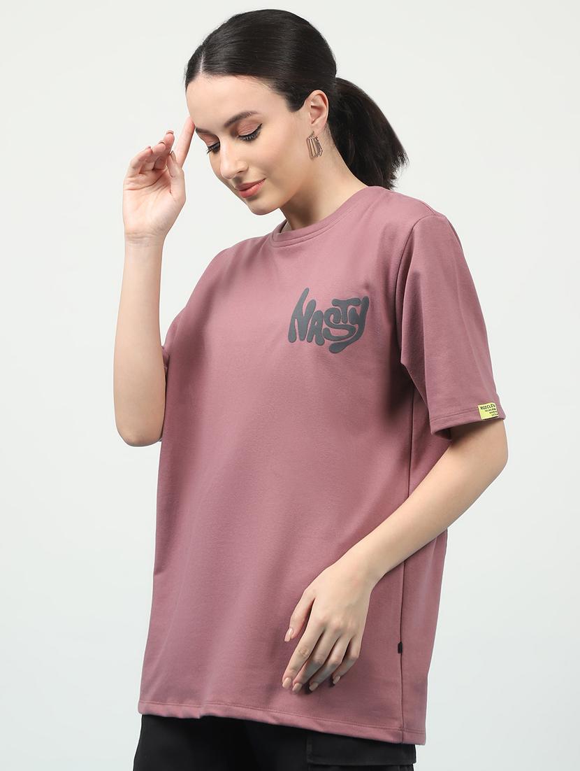 women back print round neck oversized t-shirt - 21370903 - Standard Image - 1