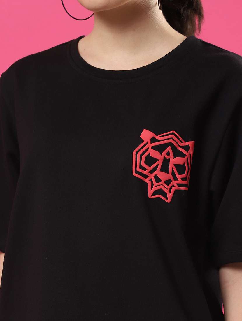 women back print round neck oversized t-shirt - 21370905 -  Standard Image - 4