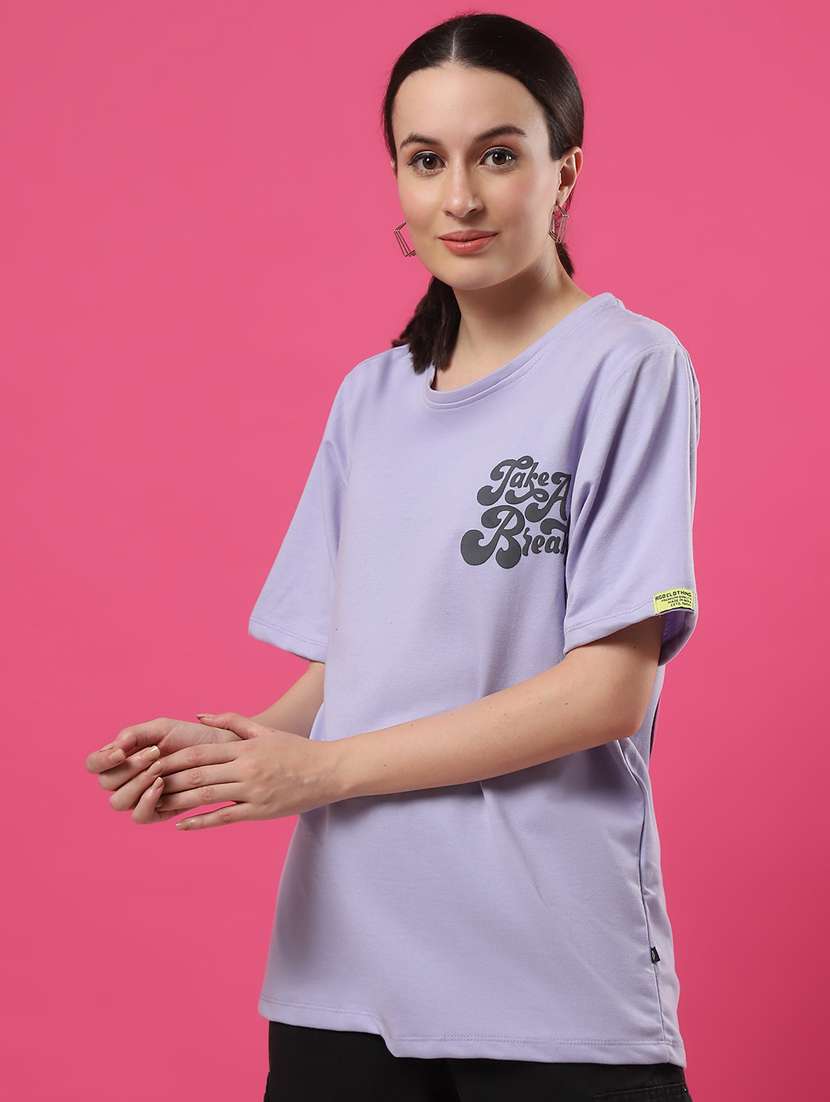 women back print round neck oversized t-shirt - 21370908 -  Standard Image - 1